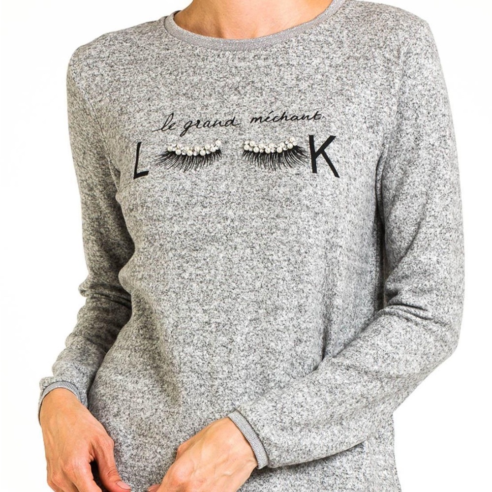 NAF NAF Paris Heather Soft Gray Top